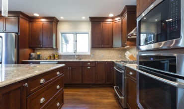 Overlay Style Dark Cherry Kitchen by Walpole Cabinetry