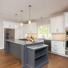 Painted Cabinets with Contrasting Custom Island by Walpole Cabinetry