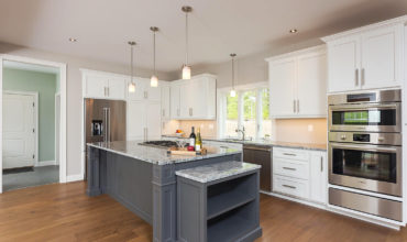 Painted Cabinets with Contrasting Custom Island by Walpole Cabinetry